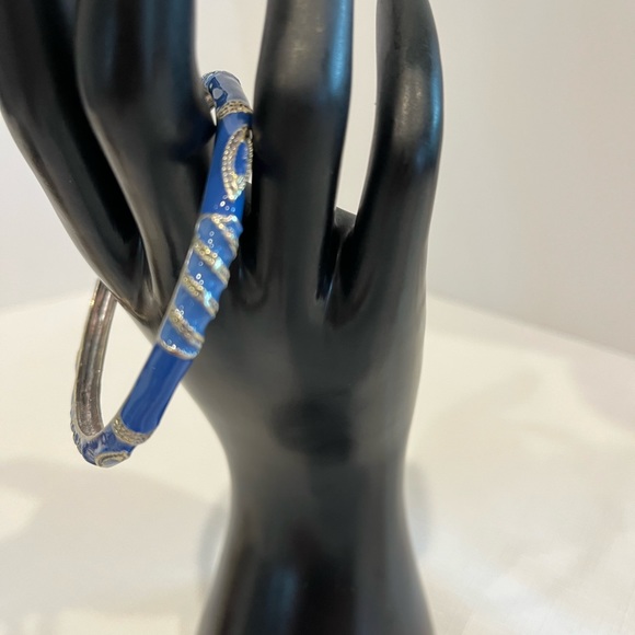Blue Enamel Costume Jewelry Bangle - Picture 3 of 7